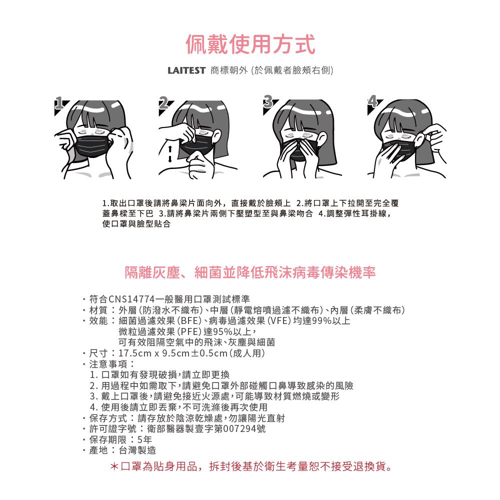 醫療防護口罩/成人 牛仔玫瑰粉 30入盒裝(牛仔系列)-平面口罩