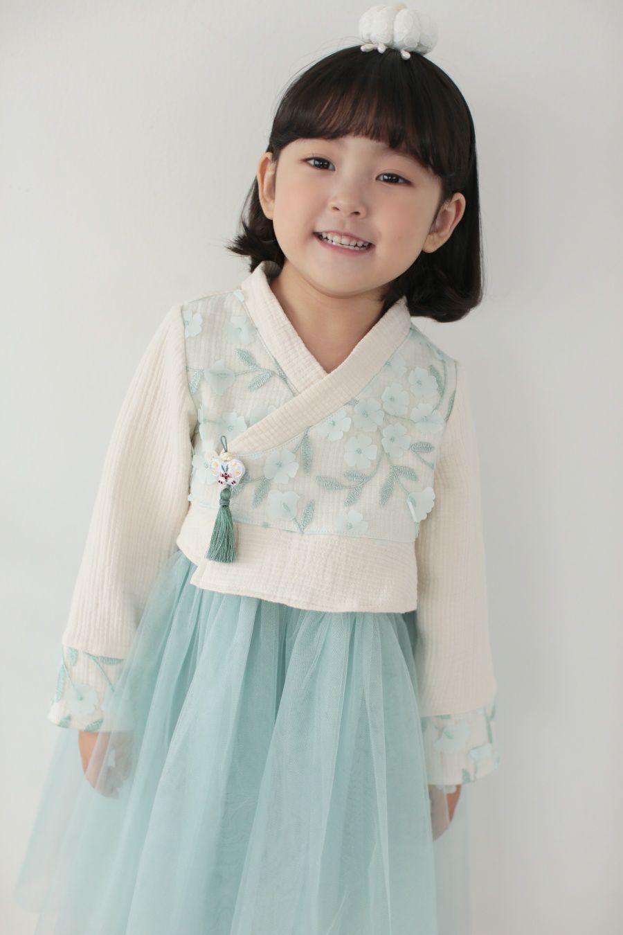 韓國 Dalla - 片片花朵流蘇2件式生活韓服-薄荷綠