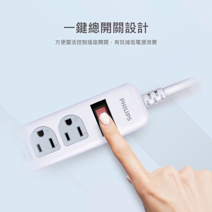 Philips 飛利浦 - 1開6座延長線 1.8M 兩入組-CHP2460 (白色2入)