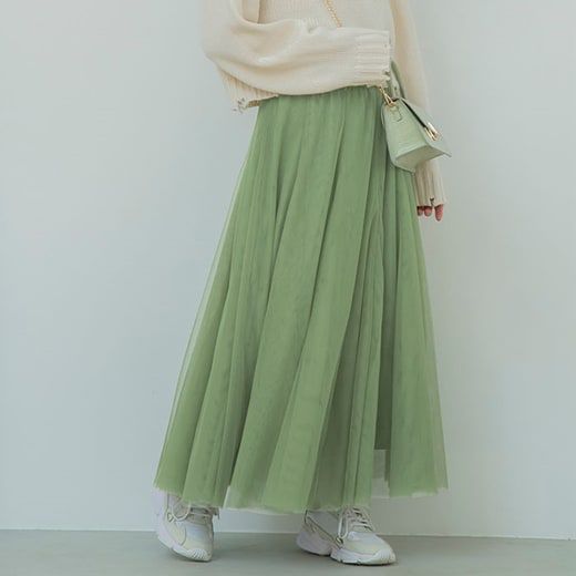 日本 BELLUNA - 大人氣！仙女氣質飄逸紗裙-煙燻粉