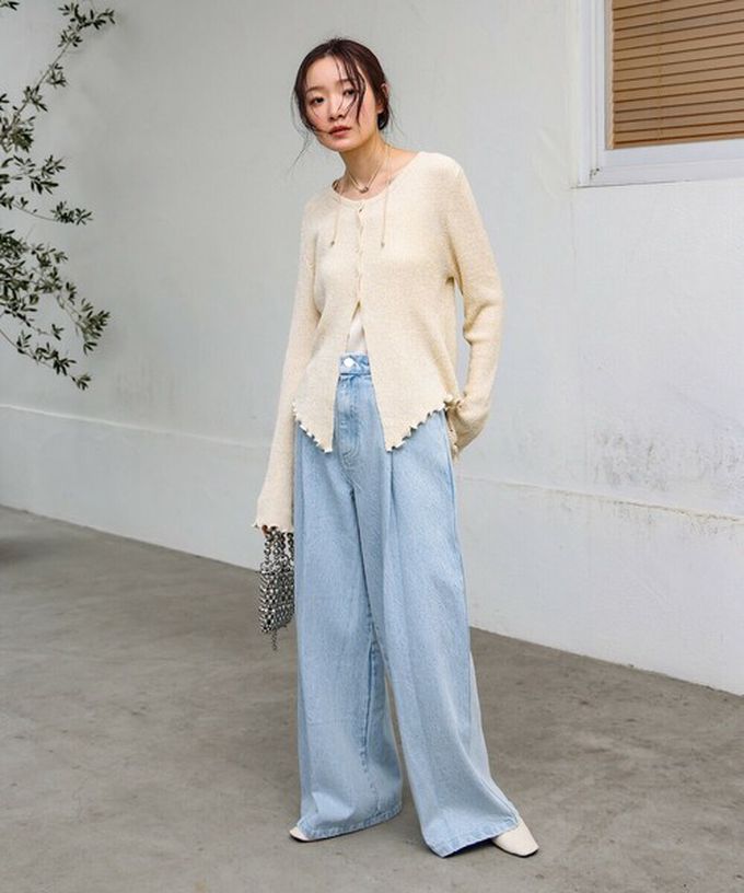 日本 Bab - 腳長效果 摺線丹寧印度棉寬褲-深灰