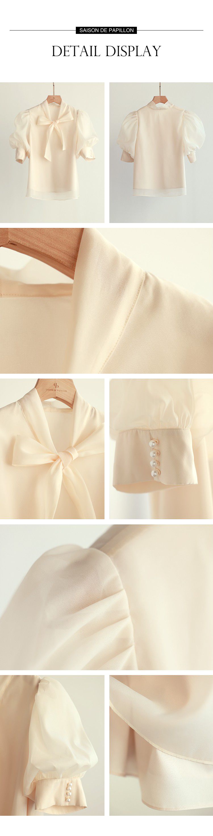 日本女裝代購 - 2WAY甜美蝴蝶結泡泡袖上衣-經典黑