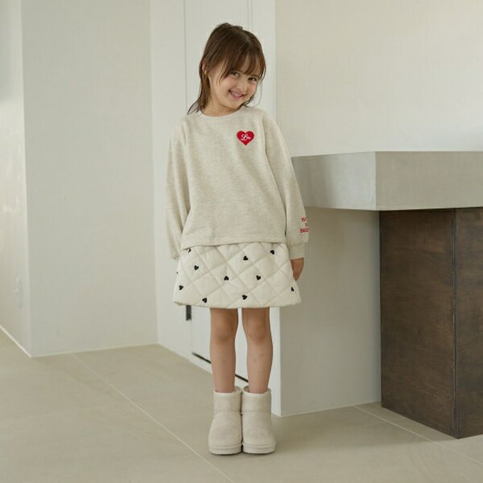 日本 Lycee mine - 滿版愛心俏麗絎縫褲裙-咖啡