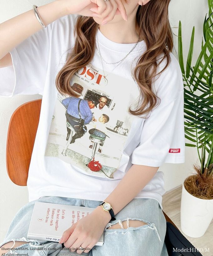 日本 Classical Elf - 設計師聯名 復古印花寬版T恤-離家出走-白