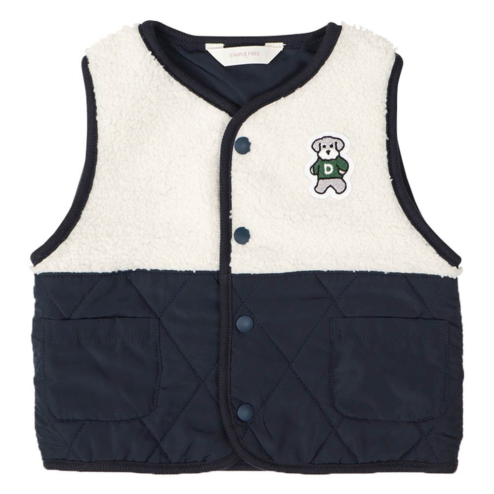 背心-刷毛拼接-深藍色