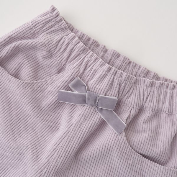 日本 Lycee mine - 小蝴蝶結燈芯絨寬版長褲-摩卡