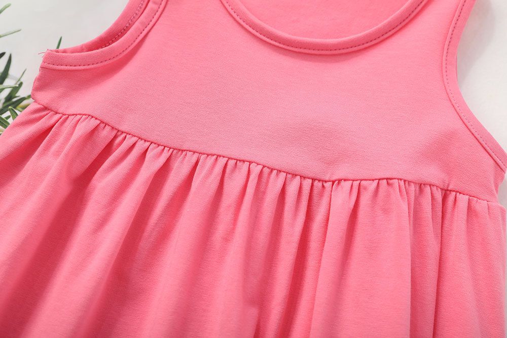 糖果色棉質無袖連身洋裝-白色