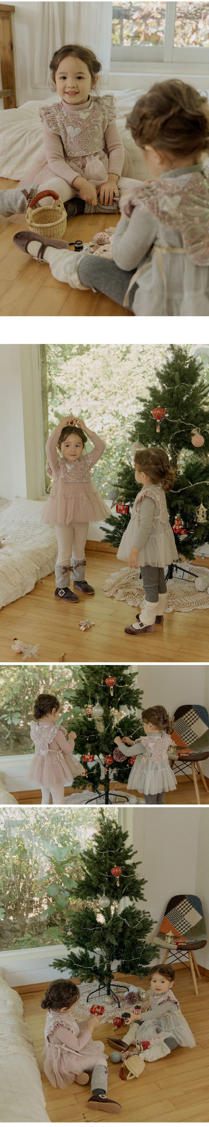 韓國 Puellaflo - 芭蕾女孩網紗拼接連身短洋裝-藕粉