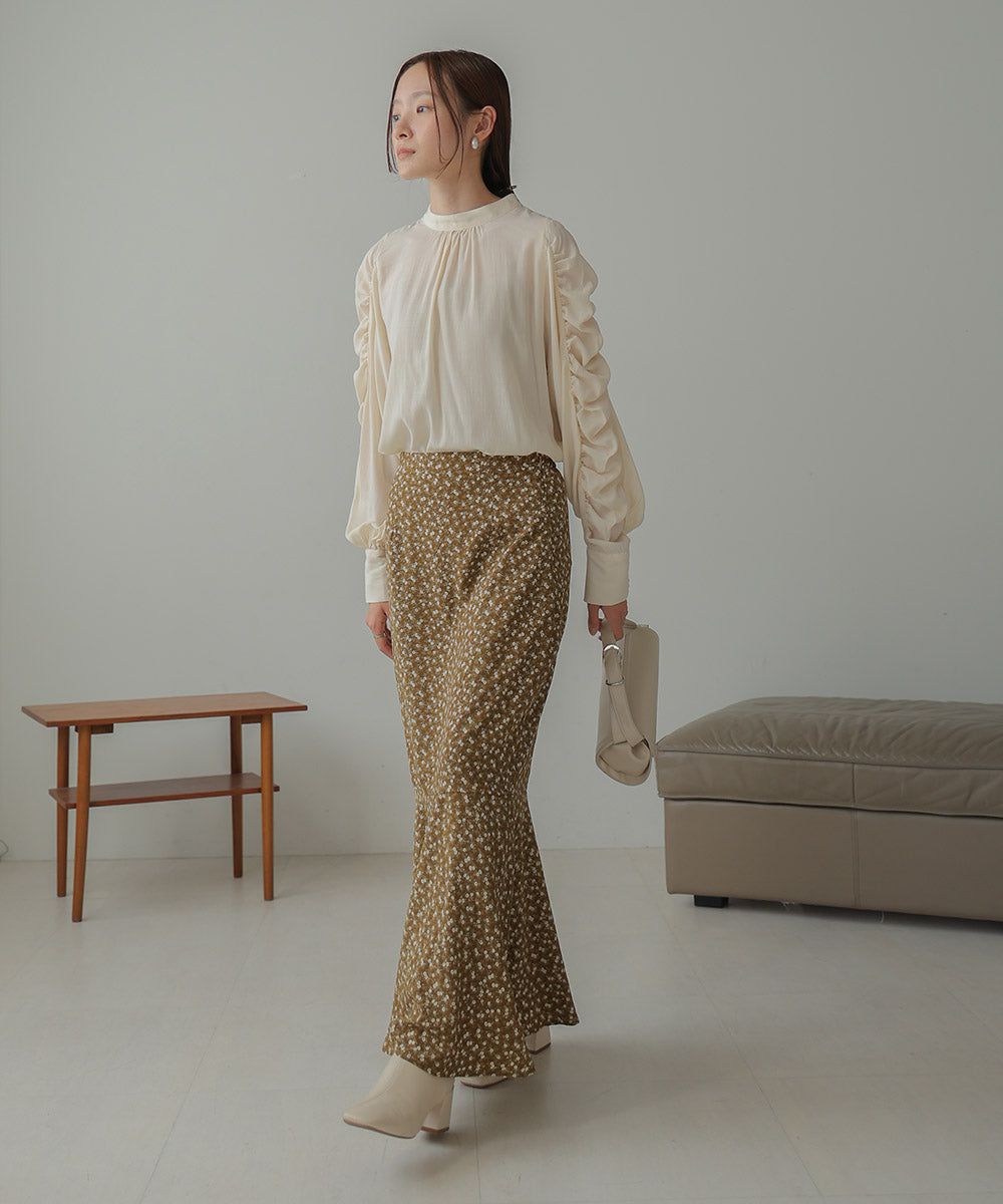 日本 Bab - 嫘縈柔滑抓皺薄長袖上衣-米杏