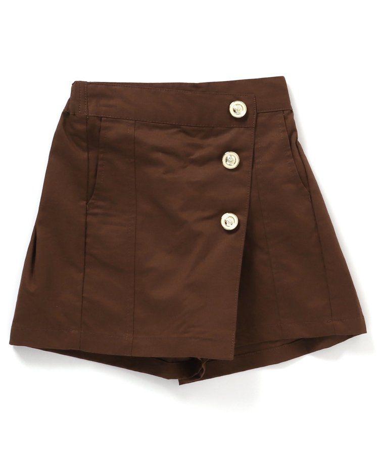 日本 apres les cours - 小奢華金屬鈕扣俏麗褲裙-棕色