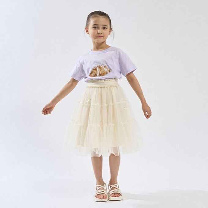 日本 Lycee mine - 100%棉 甜蜜印花短袖上衣-白色小狗-淺藍