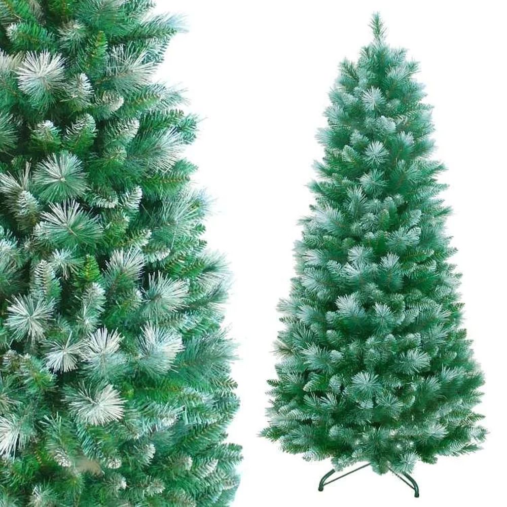 MODACore 摩達客 - 耶誕-6尺/6呎(180cm)彈簧摺疊豪華松針混葉刷雪白頭綠色聖誕樹(組裝便利)