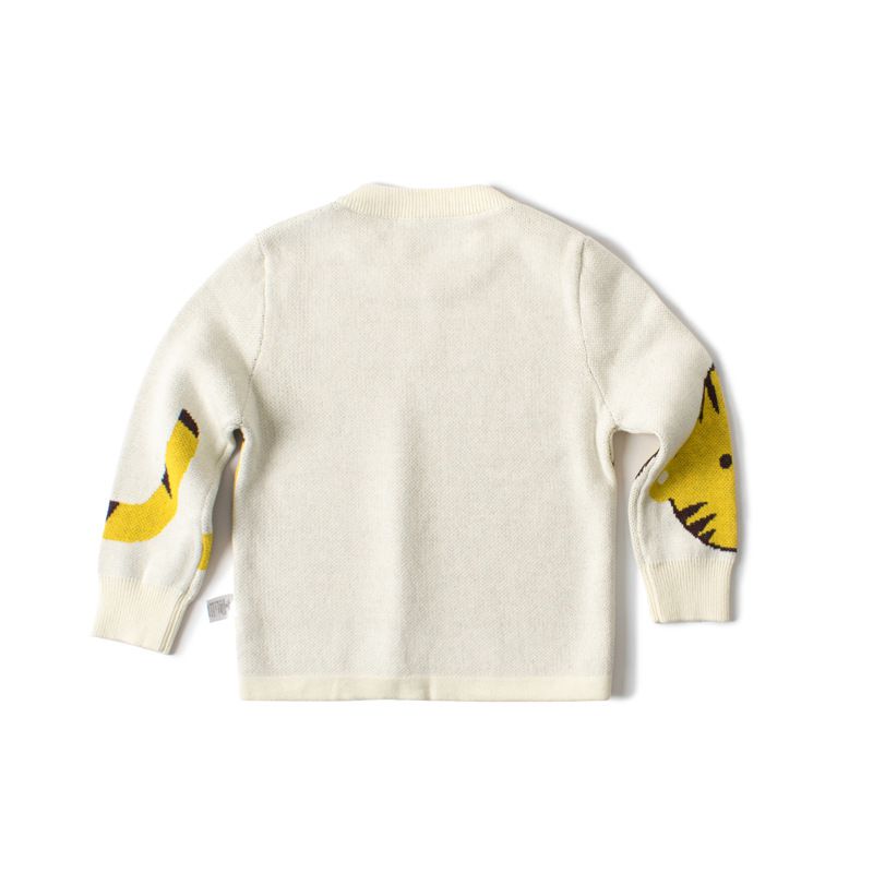 純棉圓領針織長袖上衣-老虎-杏色