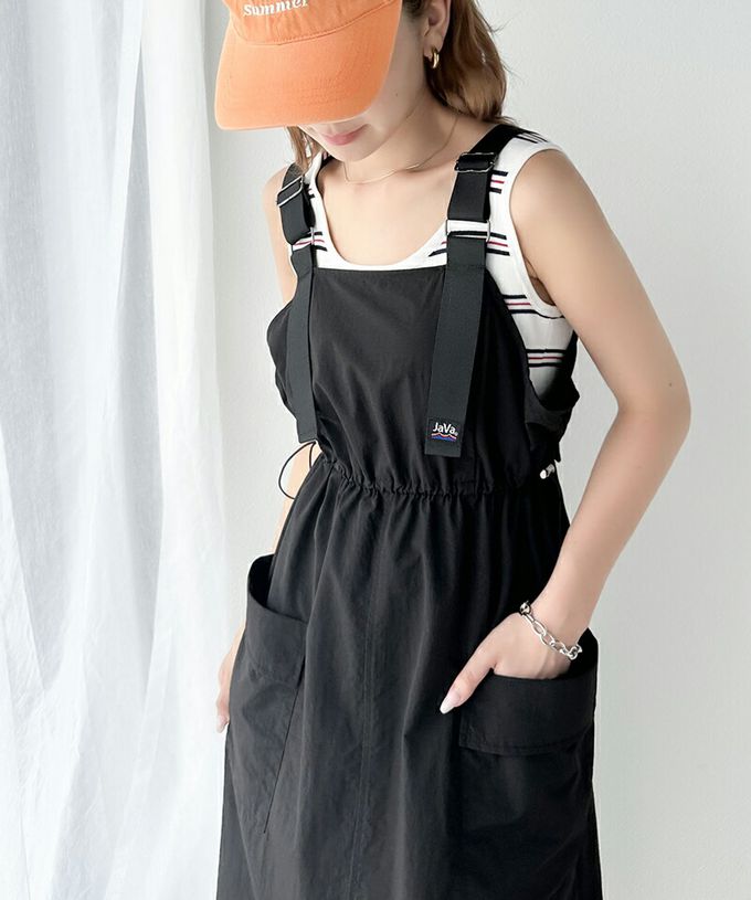 日本 Classical Elf - Java聯名 美式休閒抽繩吊帶裙-卡其