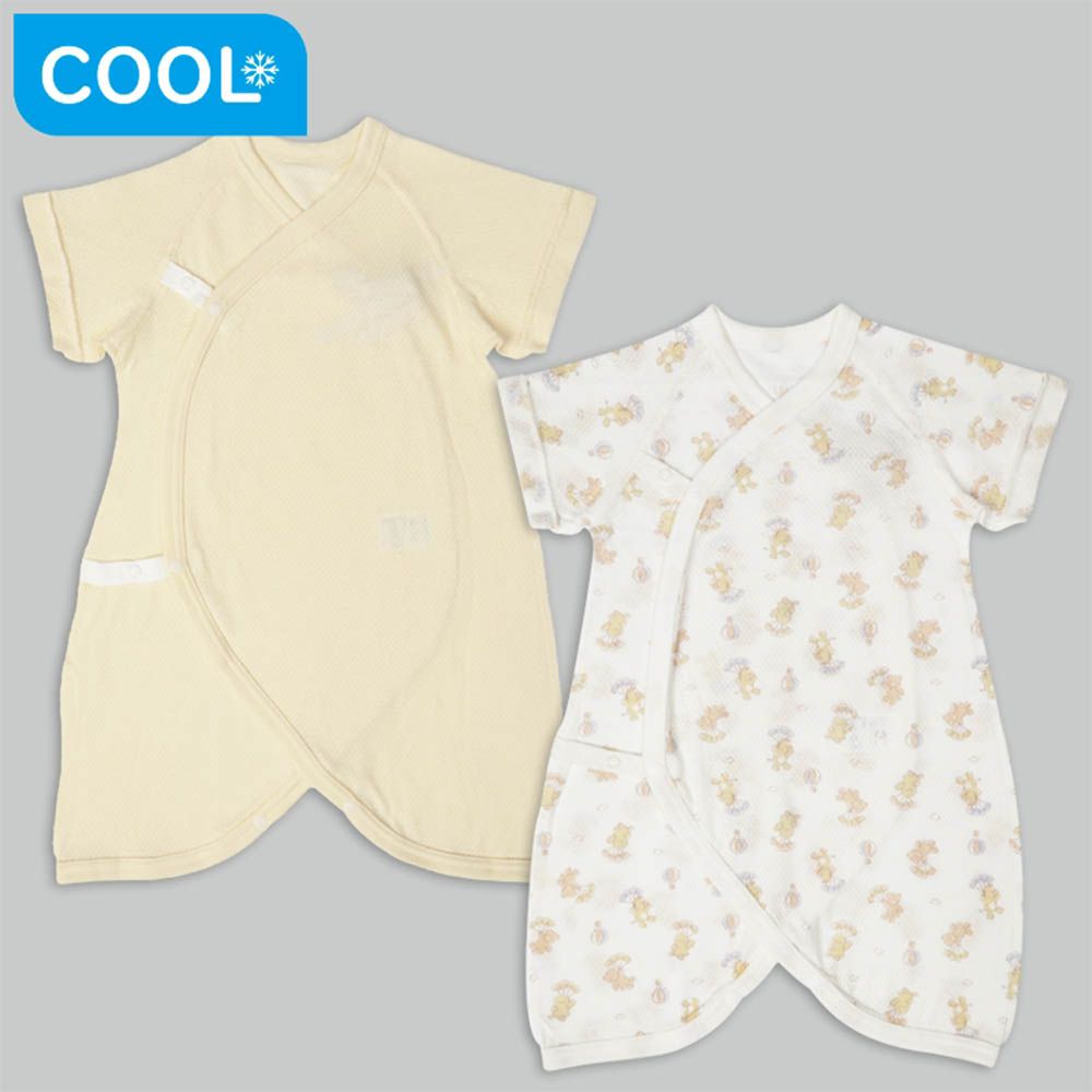 短袖網眼蝴蝶裝2件組按扣款-降落傘-黃色 (50~60cm)