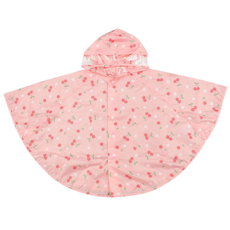 akachan honpo - 短斗篷式雨衣-櫻桃-粉紅色 (80~95cm)