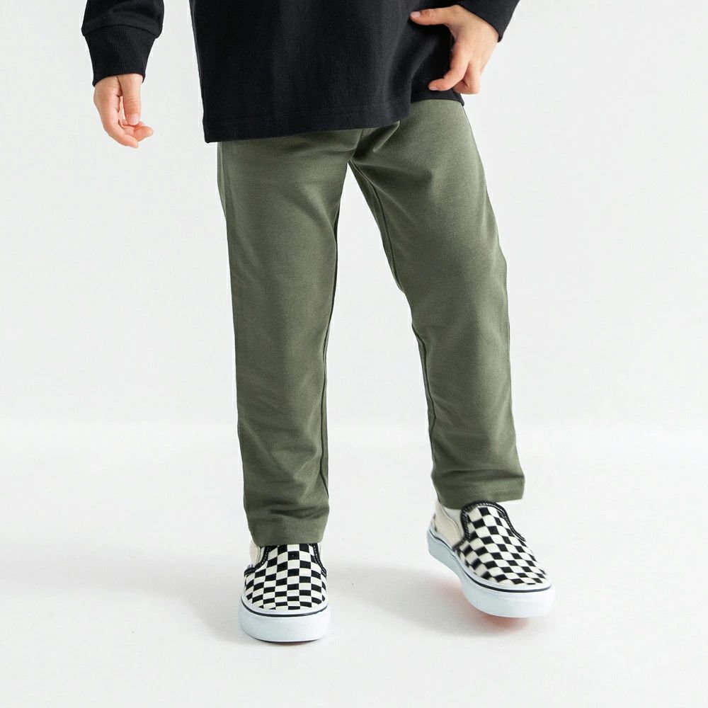 定番超彈力百搭長褲-素色-軍綠