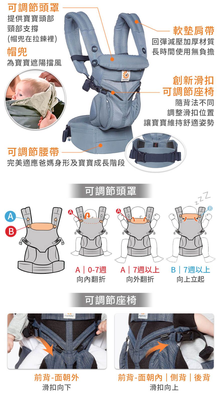 美國 ergobaby - Omni全階段型四式360嬰兒揹巾/揹帶-透氣款-淡紫色