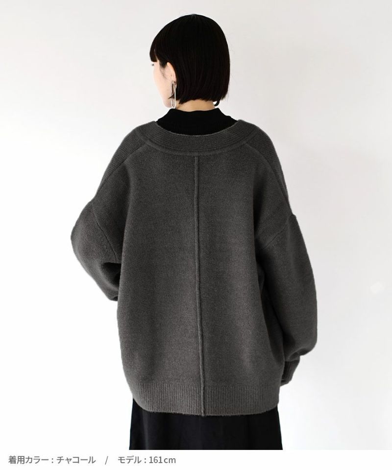 日本 zootie - 小V領柔軟落肩針織毛衣-星塵粉