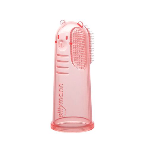 韓國 sillymann - 100%鉑金矽膠指套牙刷-粉色-3個月以上