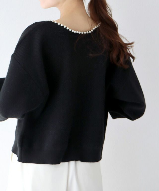 日本 BLUE EAST - 珍珠公主短版針織外套-米杏