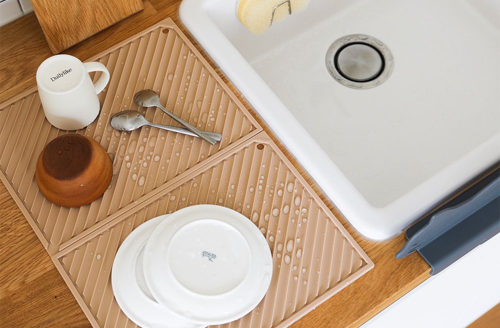 韓國 Daily Like - 矽膠瀝水板-方形綠 (長31.8cm, 寬23.3cm)