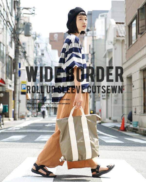 日本 zootie - 百搭顯瘦V領五分袖粗條紋上衣-深藍灰