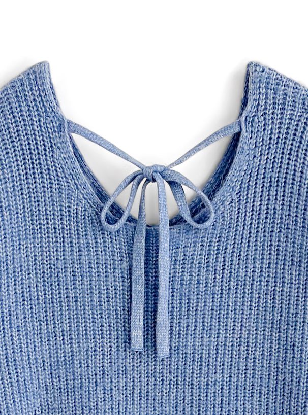 日本 GRL - 慵懶感綁帶長版針織上衣-蘋果綠 (F)