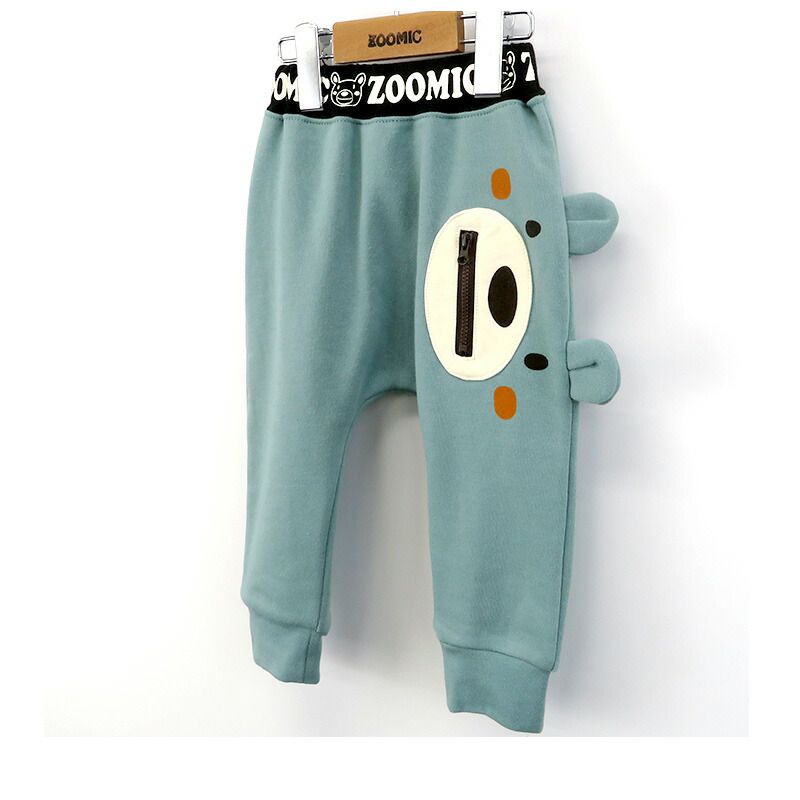 日本 ZOOLAND - 童趣印花保暖休閒長褲-熊熊不想說-黃