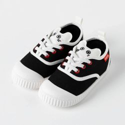 韓國 OZKIZ - 腳趾保護防滑懶人休閒鞋-貓咪-黑底