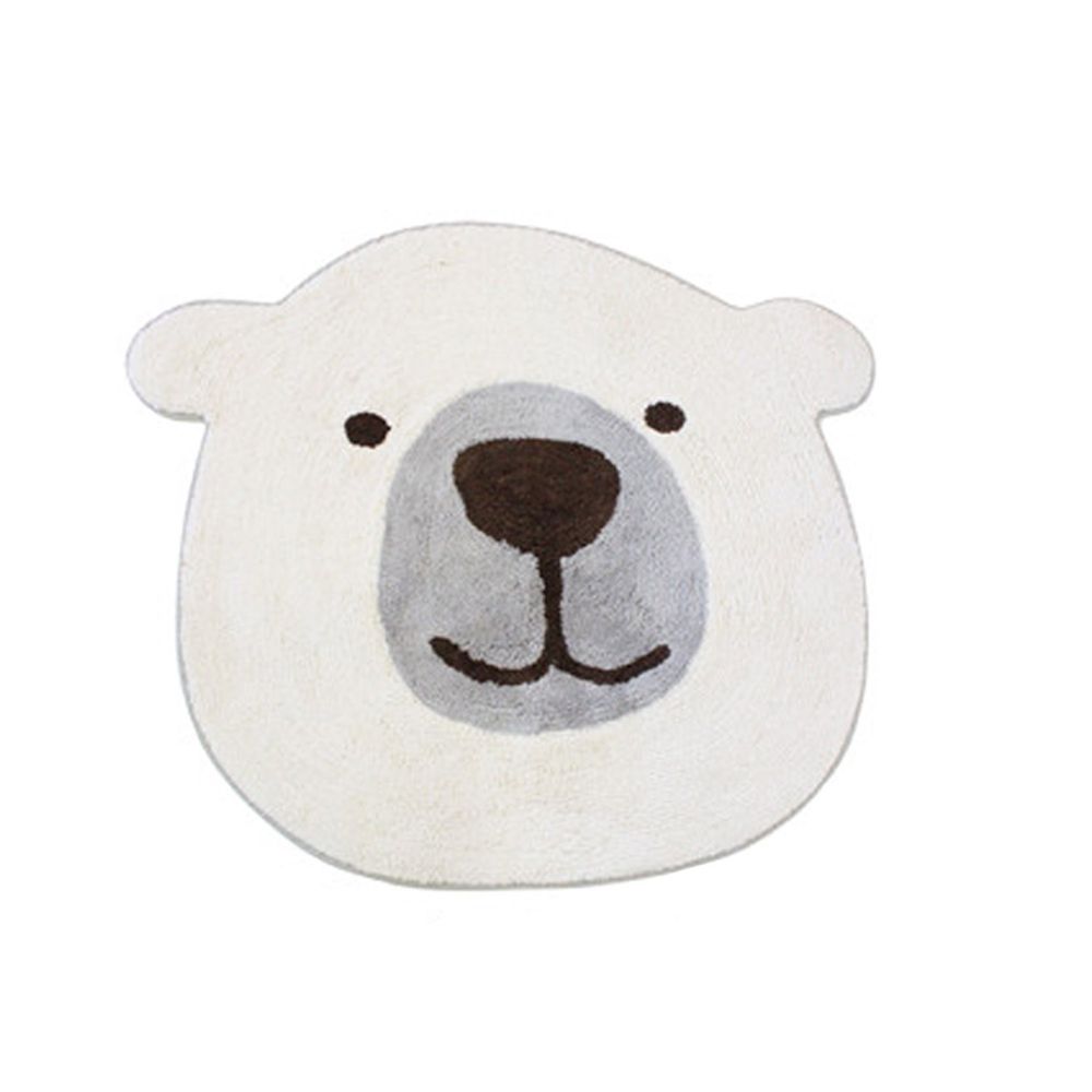 日本 TOMO - 可愛動物大頭地墊/腳踏墊-北極熊-白 (約70×80cm)
