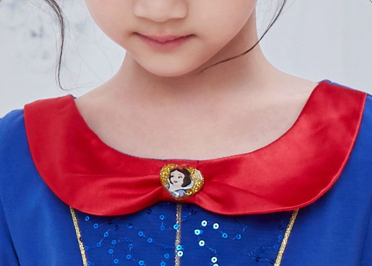 公主系列造型短袖連身裙/萬聖節-卡通人物白雪公主-黃+藍