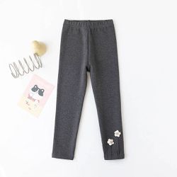 FANMOU - 厚棉氣質內搭褲-兩朵小花-深灰