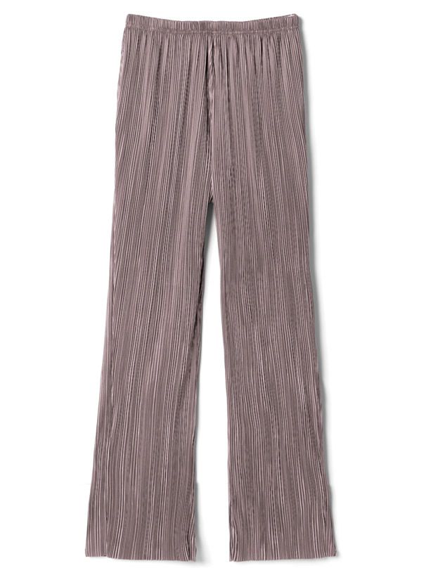 日本 GRL - 修長壓褶百搭彈性鬆緊寬褲-絢麗紫