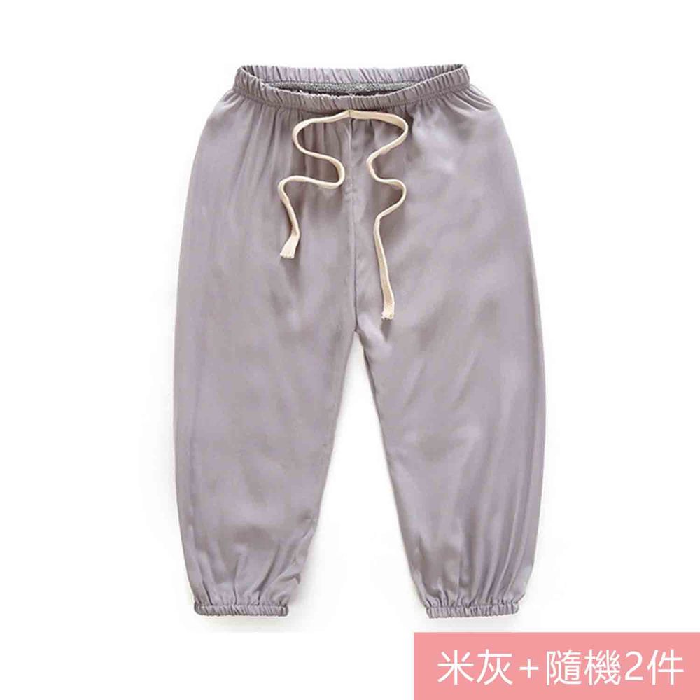 JoyNa - JoyNa素面薄款棉綢防蚊褲-3件入-米灰+隨機2件