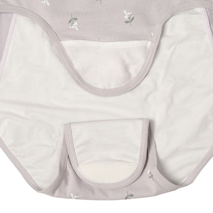 akachan honpo - 產後護理內褲腹部舒適款-小花-紫色