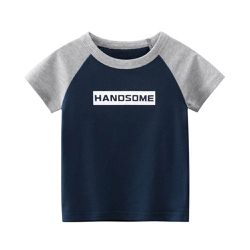 27KIDS - 純棉短袖上衣-HANDSOME-藏青/灰