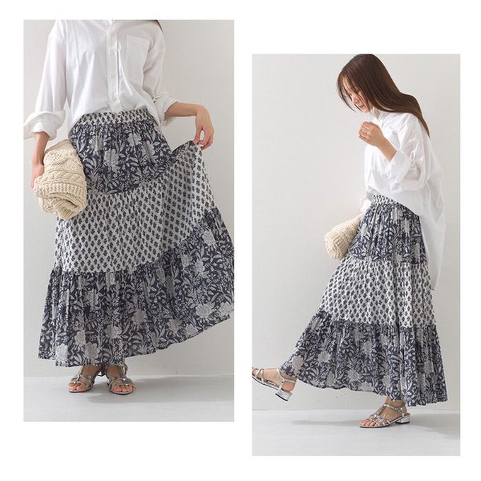 日本 OMNES - 100%印度棉 奢華圖騰長裙-黃