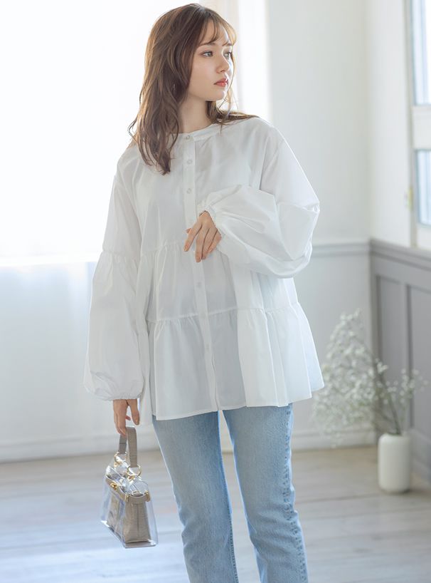 日本 GRL - 透明子母小手提包/側背包-米 (F)