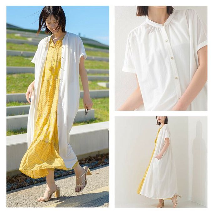 日本 OMNES - 接觸涼感 氣質金釦襯衫式短袖洋裝-黑