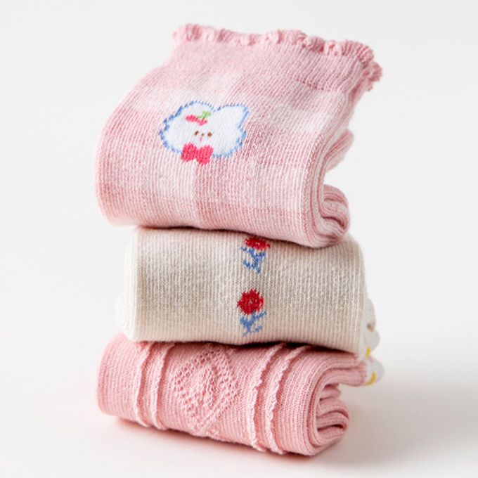 腳ㄚ子 - 幼/兒童棉質中筒襪 童襪 襪子 棉襪 兒童襪-粉色世界