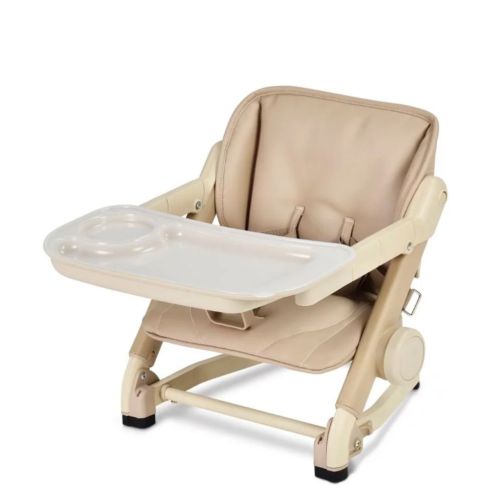 英國 Unilove - Feed Me攜帶式寶寶餐椅-奶茶色(附餐盤+收納袋)