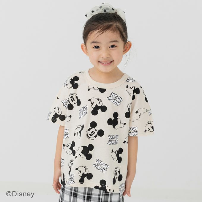 日本 Chil2 - 聯名款  卡通人物米奇純棉短袖上衣-雙手叉腰-白x黃x紫