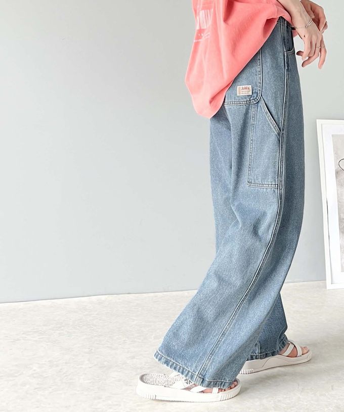 日本 Classical Elf - 超顯瘦厚磅百搭直筒褲-復古刷色