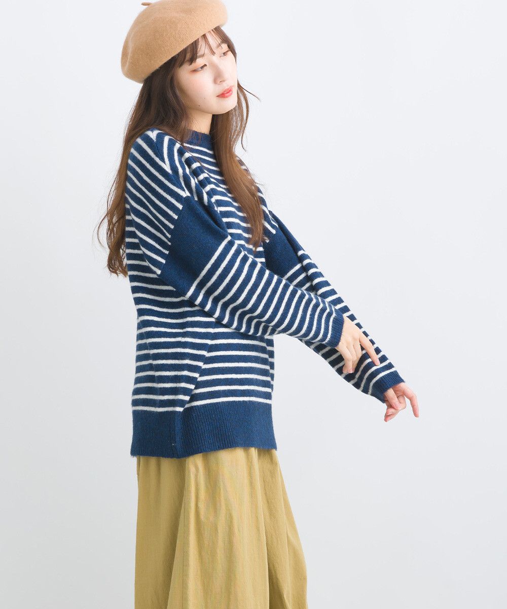 日本女裝代購 - 定番文青感條紋針織上衣-黃