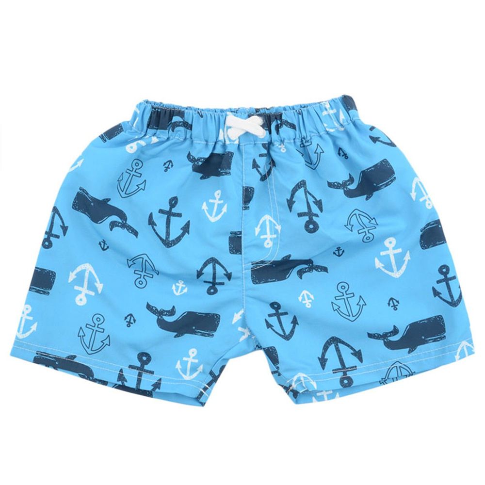 akachan honpo - 幼兒海灘短褲-鯨魚-淡藍色
