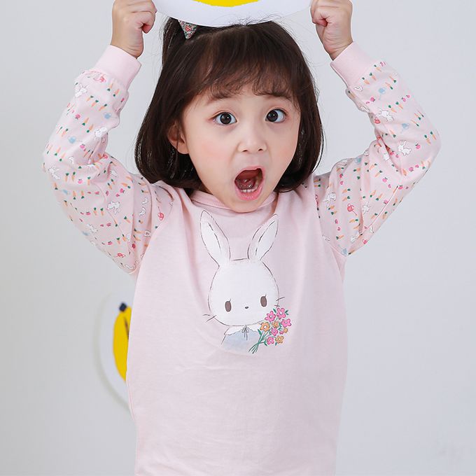 正韓 Cogibu - 極舒適無螢光劑 100% 有機棉幼兒/兒童睡衣/家居服套裝組-小花園