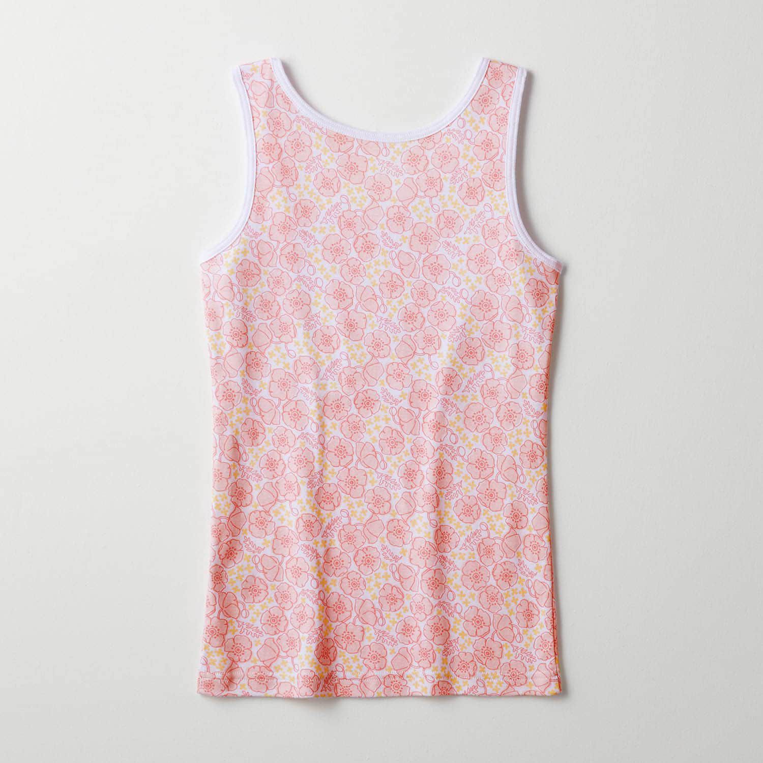 日本 Hummingchouchou - 100%棉 雙層布少女內搭/小可愛2件組-坦克背心款-水藍花朵x粉紫蝴蝶結