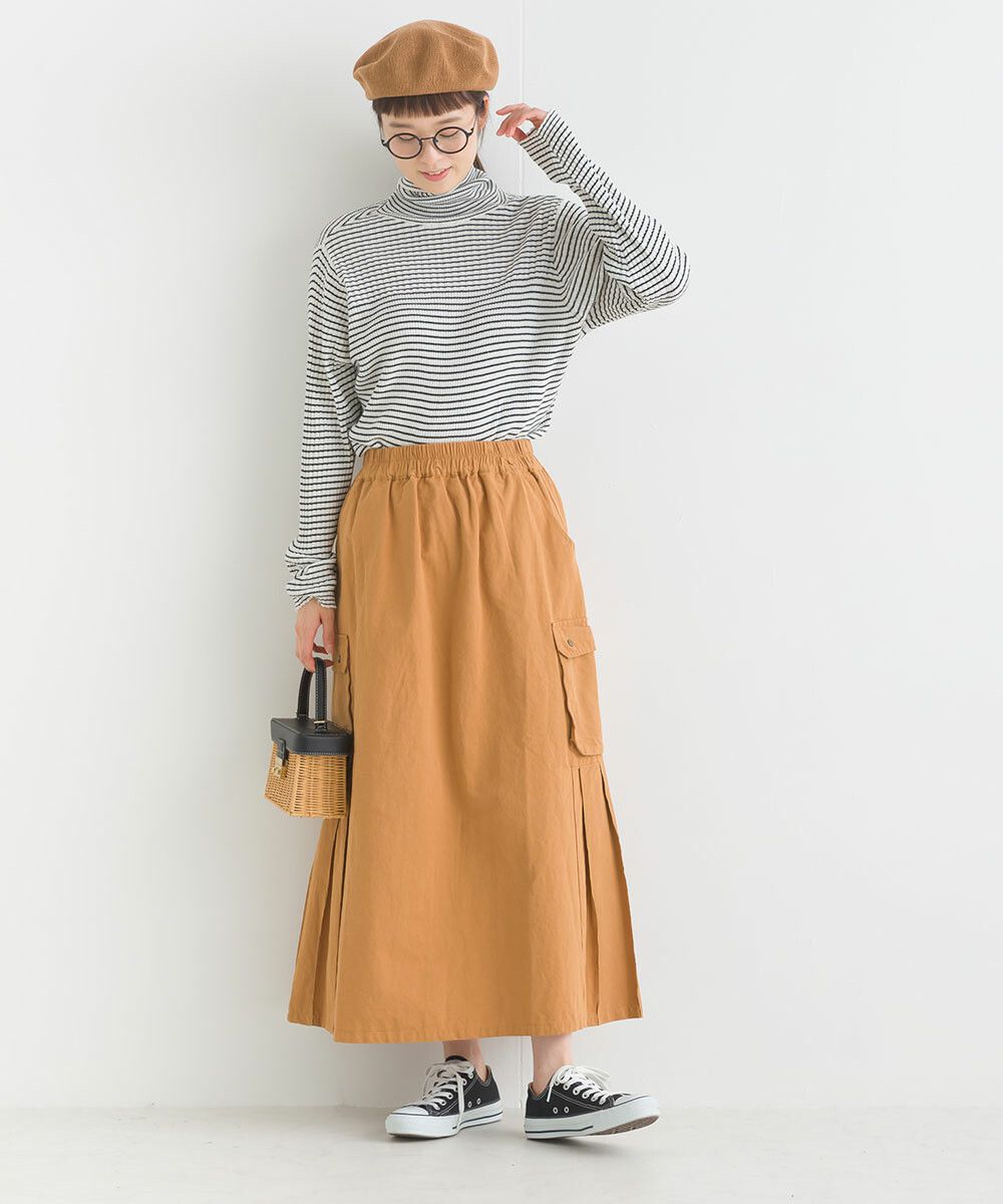 日本女裝代購 - 休閒風側口袋工裝裙-焦糖橘