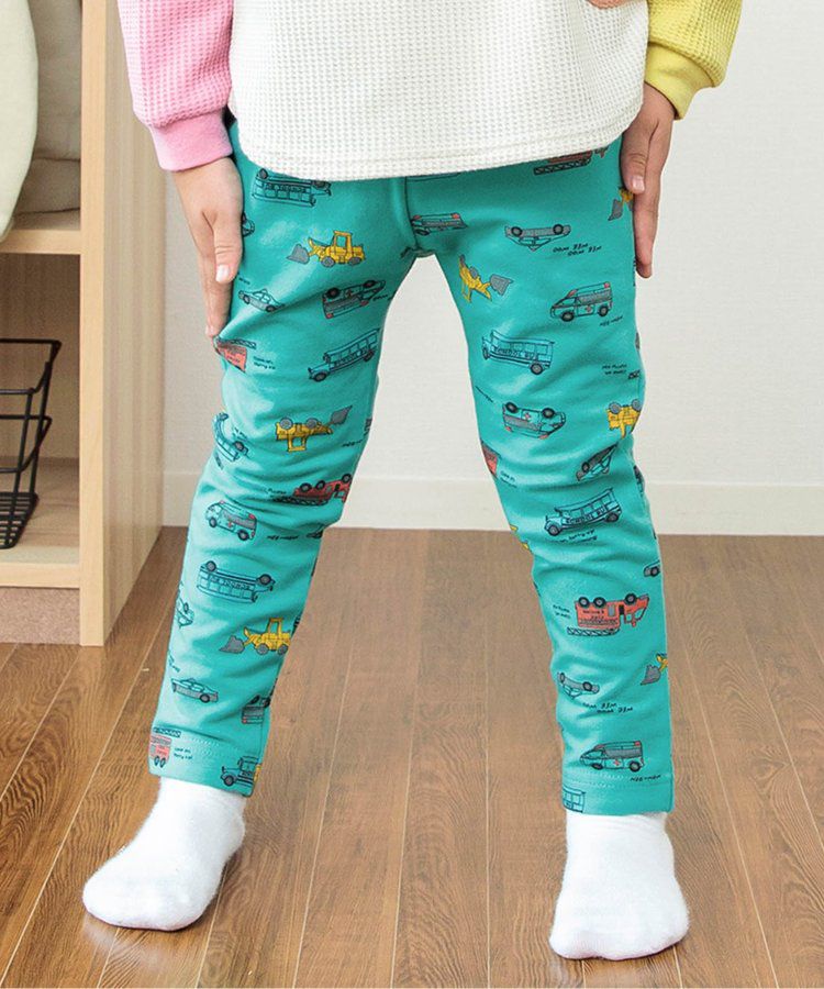 日本 BREEZE - 休閒百搭鬆緊長褲(9分丈)-碎花-淺鵝黃